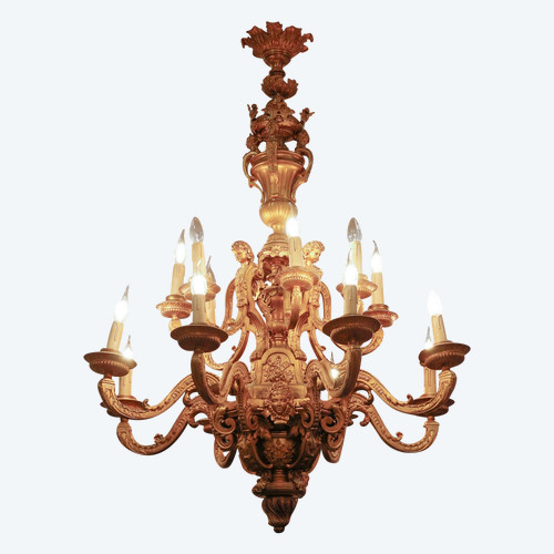 Lustre en bronze doré d'après André Charles boulle fin XIXème siècle 