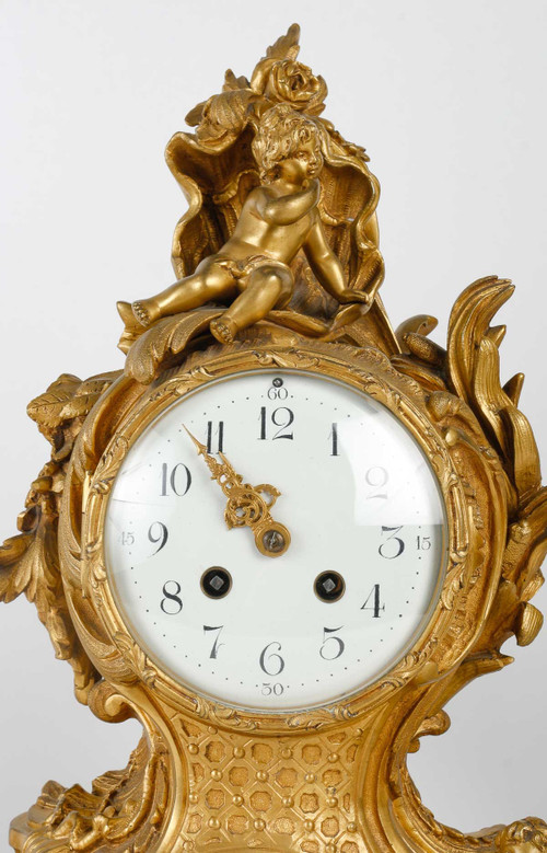 Eine Kamingarnitur aus vergoldeter Bronze Ende XIX.