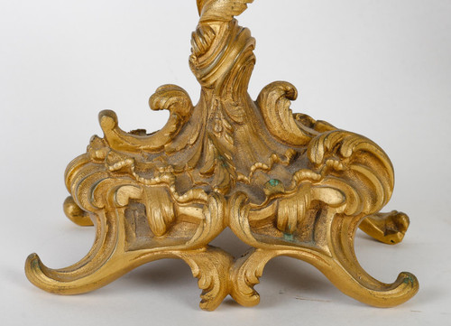 Eine Kamingarnitur aus vergoldeter Bronze Ende XIX.