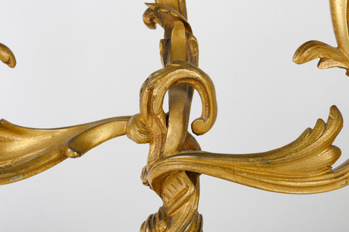 Eine Kamingarnitur aus vergoldeter Bronze Ende XIX.