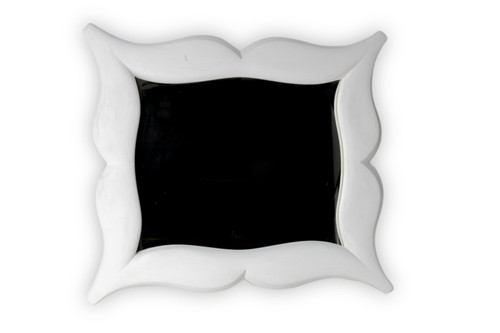 Art Deco style stucco mirror in “mustache” shape. 1990s.