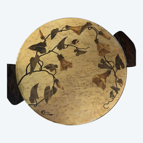 Plateau rond en marqueterie