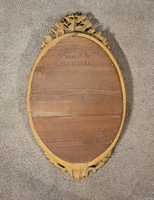 Miroir Ovale en Bois Doré, style Louis XVI – 2ème partie XIXe