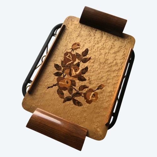Plateau rectangulaire en marqueterie