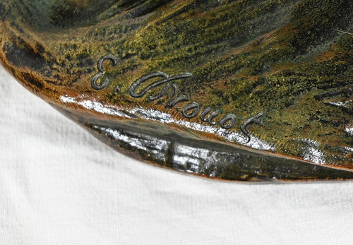 Gruppo in bronzo "Combat de Tigres", firmato E. Drouot - Fine XIX secolo
