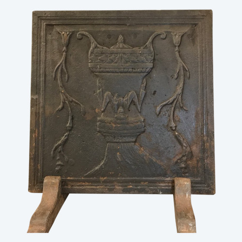 petite plaque de cheminée ancienne en fonte d'époque 18 ème 