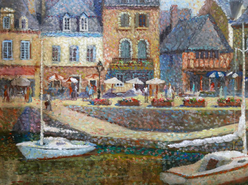FRAN-BARO, Animated view of the Port of Auray in Morbihan (Brittany)