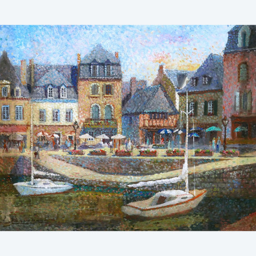 FRAN-BARO, Animated view of the Port of Auray in Morbihan (Brittany)