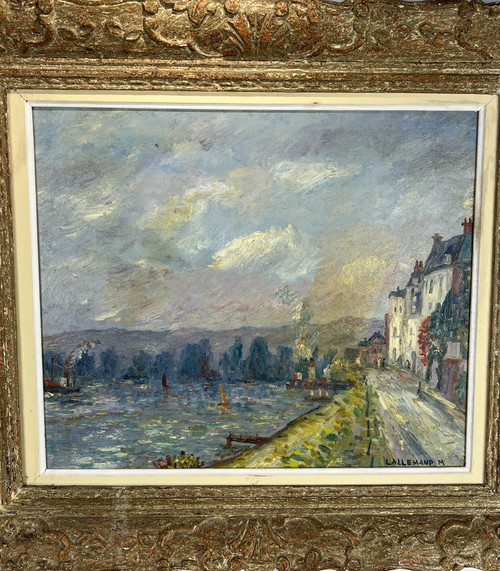 TABLEAU / HUILE SUR PANNEAU REPRESENTANT UN PAYSAGE SIGNÉE " M. LALLEMAND "
