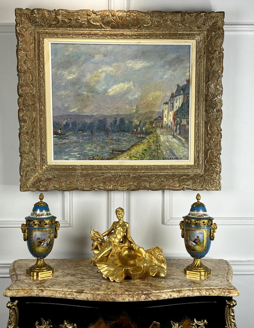 TABLEAU / HUILE SUR PANNEAU REPRESENTANT UN PAYSAGE SIGNÉE " M. LALLEMAND "