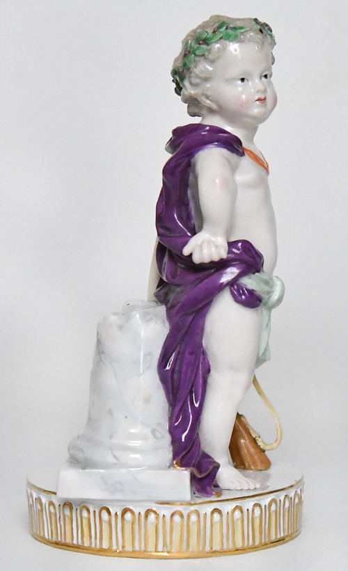 Meissen porcelain statuette of a hunting Putti, Model G54