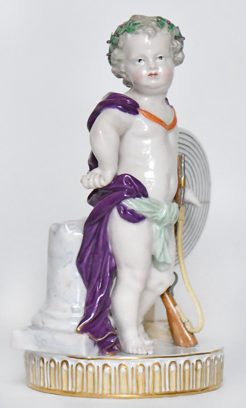 Meissen porcelain statuette of a hunting Putti, Model G54