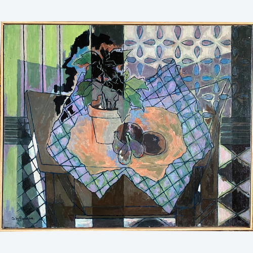 Cubist still life. Oil on canvas, early 20th century. Jean de Gavardie.
