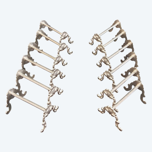 12 porte-couteaux coquille métal argenté 