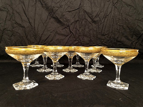 Moser à Carlsbad (Tchécoslovaquie) série de onze coupes à champagne en cristal