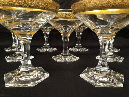 Moser à Carlsbad (Tchécoslovaquie) série de onze coupes à champagne en cristal