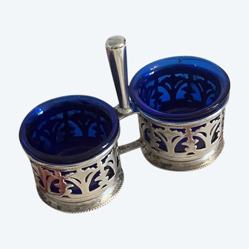 Très belle belle salière double en argent massif d'époque Empire vers 1810