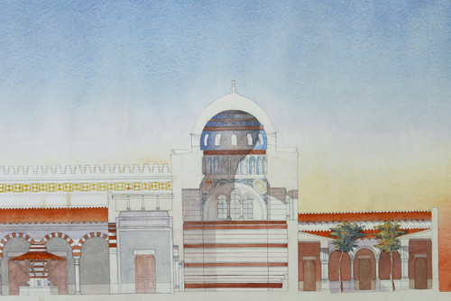 Denis-Louis DESTORS, Plan en coupe transversale d'un monastère en Égypte