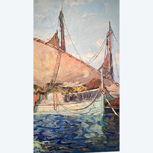 Olio su tavola firmato Jacques Van den Bussche (1925 - 2001)