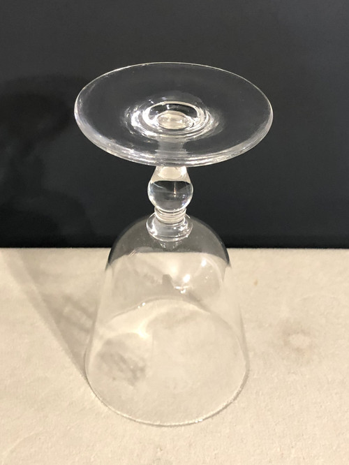 Antico bicchiere con stelo in cristallo del servizio imperiale di NAPOLEONE III monogrammato con la N coronata