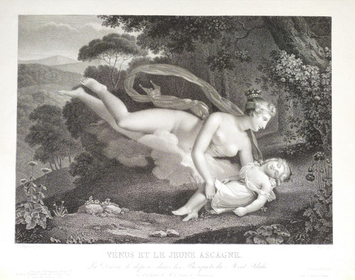 Gravure Mythologique Néo-classique Vénus & Ascagne Après Charles-Pompée Le Boulanger de Boisfrémont