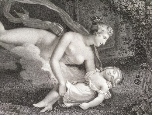 Gravure Mythologique Néo-classique Vénus & Ascagne Après Charles-Pompée Le Boulanger de Boisfrémont