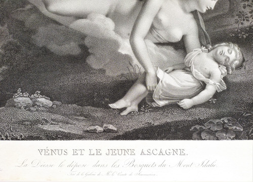 Gravure Mythologique Néo-classique Vénus & Ascagne Après Charles-Pompée Le Boulanger de Boisfrémont