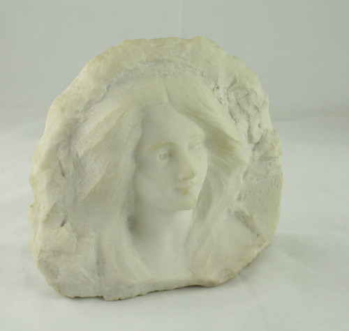 Marmor-Hochrelief-Skulptur 'Porträt einer jungen Frau' signiert A. Gotis