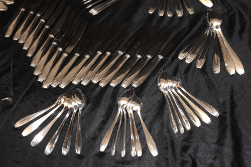 127-piece silver-plated household set from Félix frères in Toulouse, Art Deco style