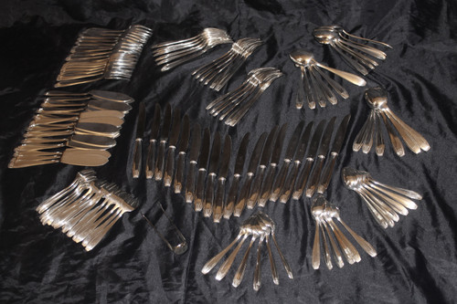 127-piece silver-plated household set from Félix frères in Toulouse, Art Deco style