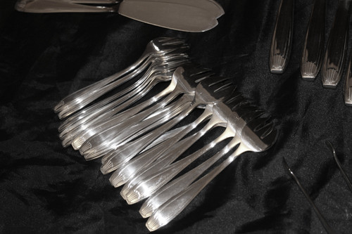 127-piece silver-plated household set from Félix frères in Toulouse, Art Deco style