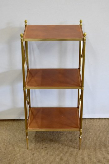  Scaffale piccolo con 3 vassoi in ottone, Maison Jansen - anni '70