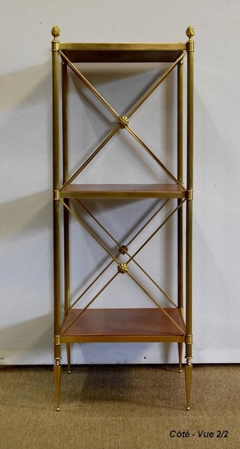  Scaffale piccolo con 3 vassoi in ottone, Maison Jansen - anni '70
