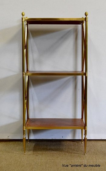  Scaffale piccolo con 3 vassoi in ottone, Maison Jansen - anni '70