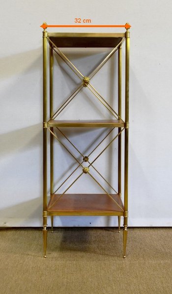  Scaffale piccolo con 3 vassoi in ottone, Maison Jansen - anni '70