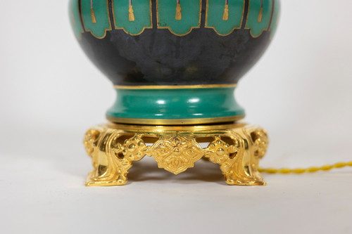Pair of Paris porcelain and gilt bronze lamps. Circa 1850.