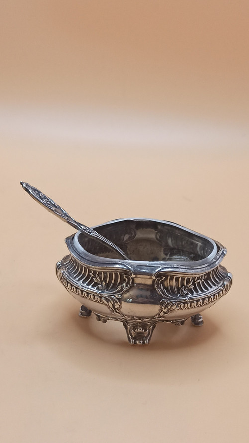 4 solid silver and crystal salad bowls