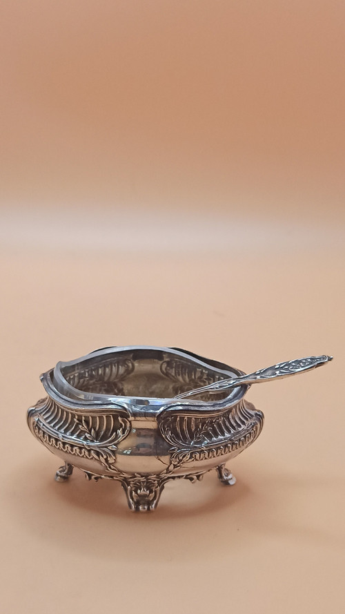 4 solid silver and crystal salad bowls