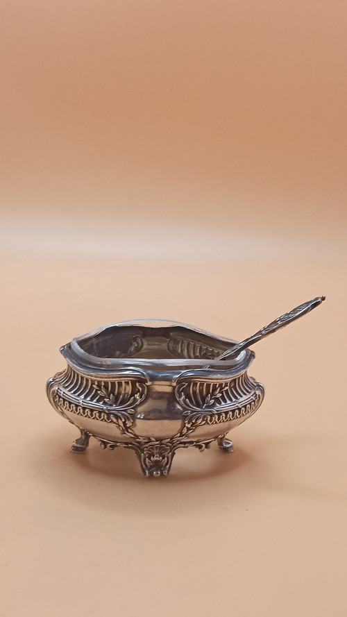 4 solid silver and crystal salad bowls