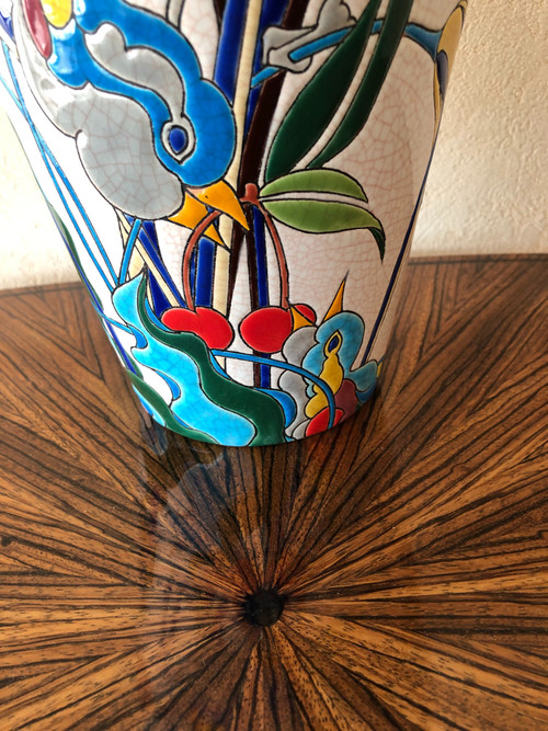 Vase in Longwy earthenware