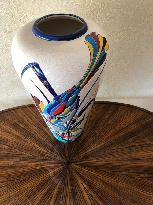 Vase in Longwy earthenware