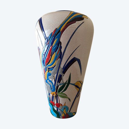 Vase in Longwy earthenware