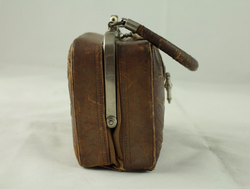 Petit sac en cuir gaufré époque Victorienne, Angleterre, fin 19ème siècle