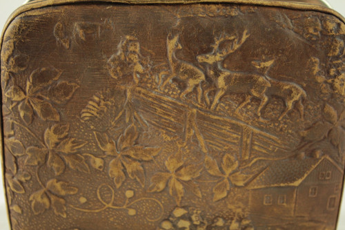Petit sac en cuir gaufré époque Victorienne, Angleterre, fin 19ème siècle