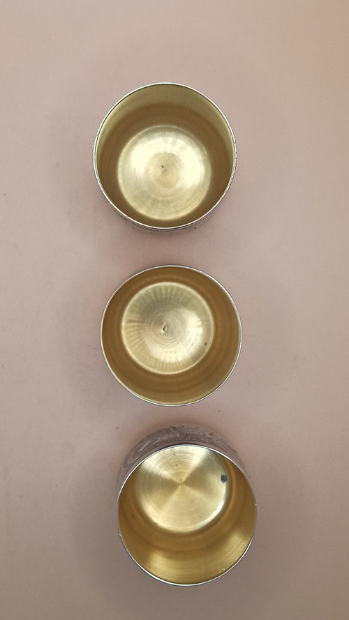 3 piccoli calici russi in argento e vermeil