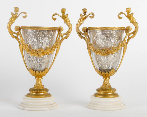 Bel ensemble en bronze doré et argent massif Prosper Roussel 