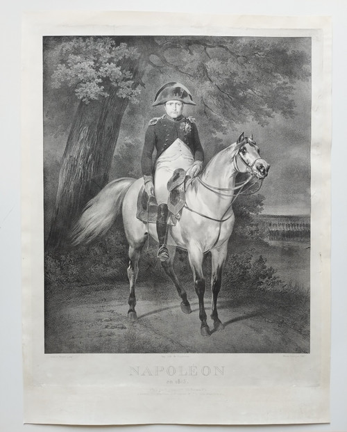 Napoleon Bonaparte zu Pferd Engelmann Lithographie nach Vernet aus dem Jahr 1820