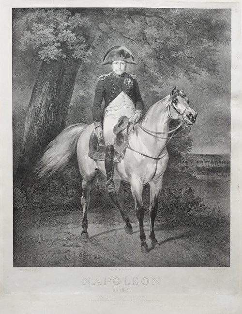 Napoleon Bonaparte zu Pferd Engelmann Lithographie nach Vernet aus dem Jahr 1820