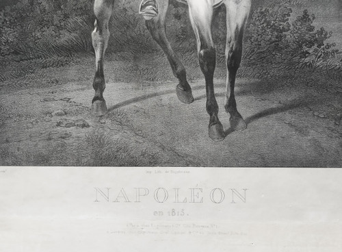 Napoleon Bonaparte zu Pferd Engelmann Lithographie nach Vernet aus dem Jahr 1820