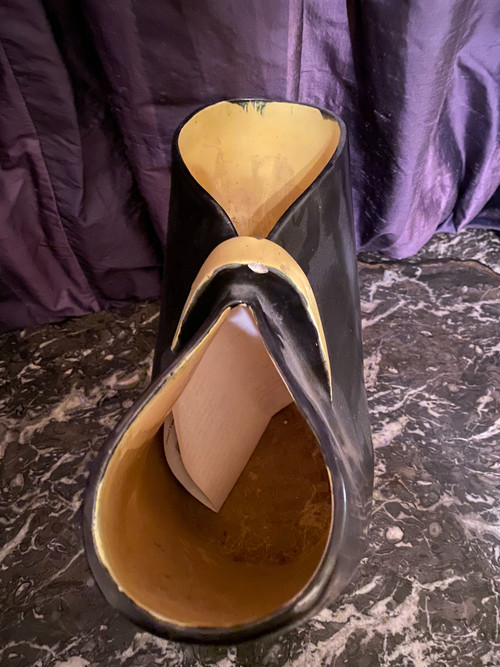 Two large "50s" vases with double necks by Ateliers Revernay in ceramic quality pieces